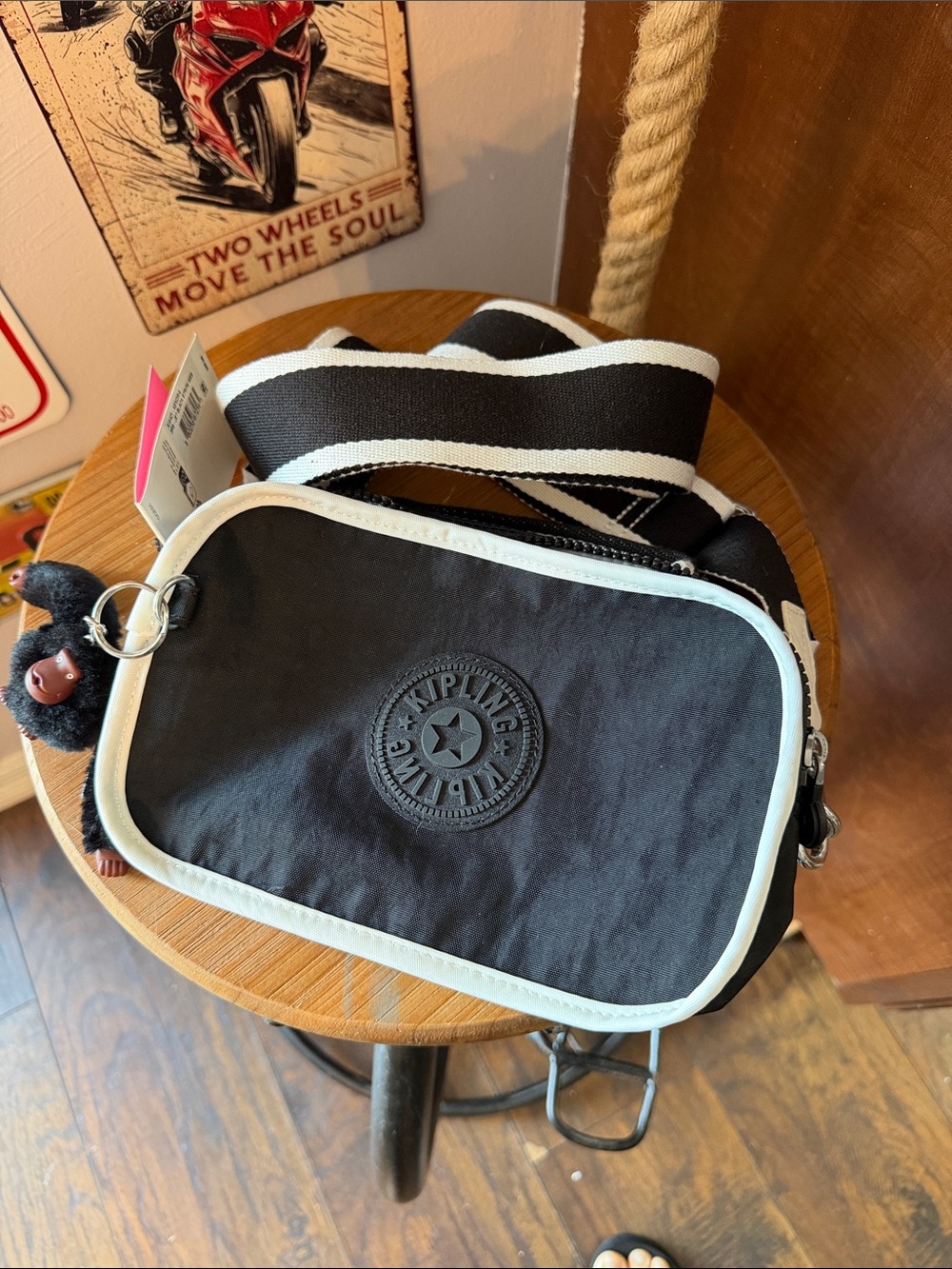 Kipling Black and White Crossbody Belt Bag
